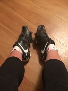 My swollen feet squished into the seemingly itty bitty cycling shoes