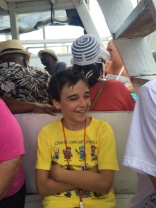 Gunner finding something quite funny on water taxi
